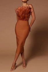 Schickes trägerloses, figurbetontes Party-Cocktailkleid in Fuchsia